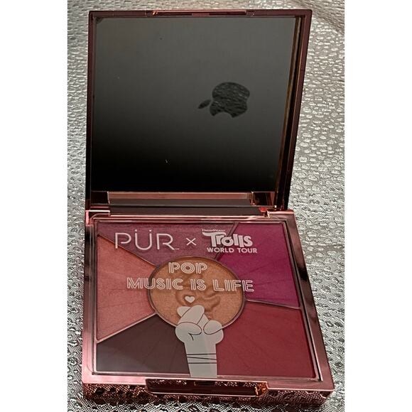 PÜR x Trolls World Tour Travel Pressed Pigments Palette Mirrored Compact -  K119 - Picture 1 of 12